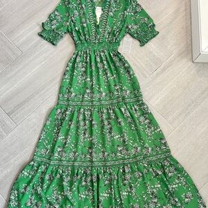 Max Studio Green Floral Toile Maxi Dress